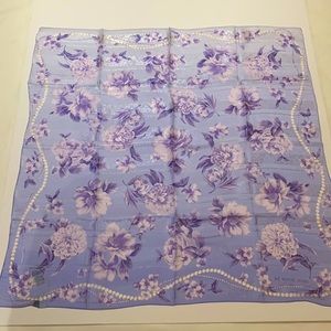 Hanae Mori Silk Floral Scarf NWT 35 X 35 inches